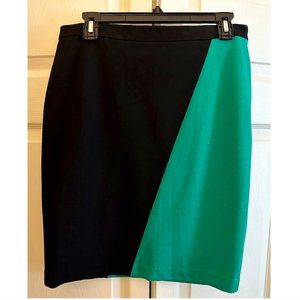 Ann Taylor Emerald Green & Black Color Block Pencil Skirt, Size 6, Never Worn